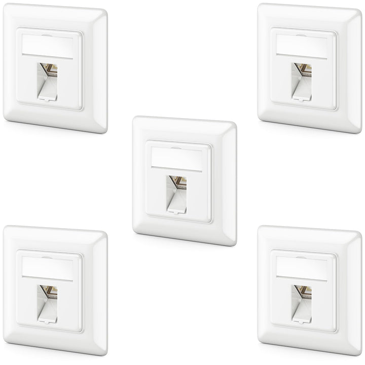 deleyCON 5x CAT6a Keystone Netzwerkdosen Set Unterputz 5x Netzwerkdose 5x Keystone Modul STP Geschir