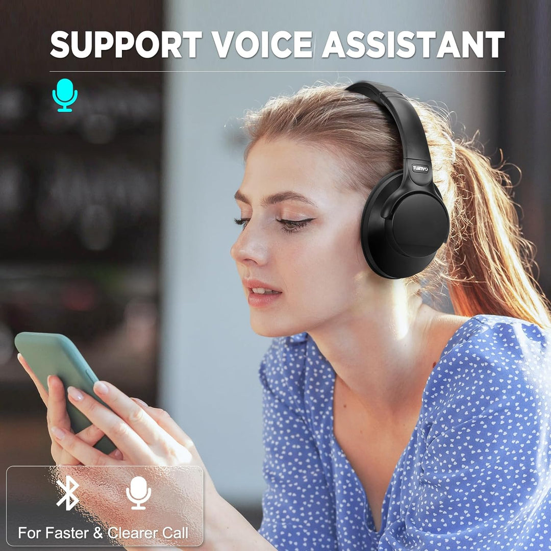 TUINYO Kabellose Kopfhörer - Noise Cancelling Over Ear Bluetooth Kopfhörer mit 60H Spielzeit, Hi-Res