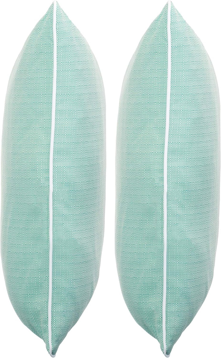 Brandsseller 2er Set Outdoor Kissen 45x45 cm – Wetterfeste Zierkissen mit Paspel in Walzoptik – Wass