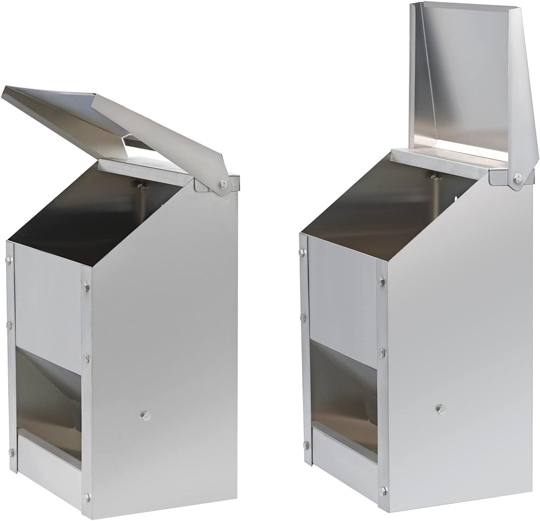 MUALROUS 4.5Kg Edelstahl Hühnerfutterspender Kein Abfall Automatischer Geflügelfutterspender mit Dec