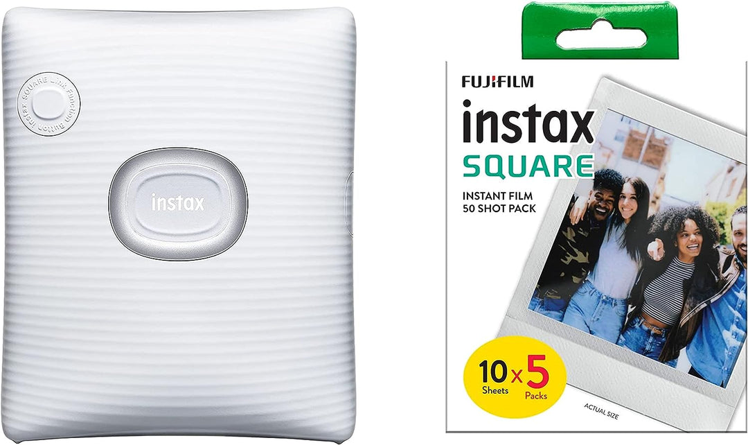 instax Square Link Smartphone Printer, Ash White Square Film, 5'er Pack (5x10 Aufnahmen) Ash White B