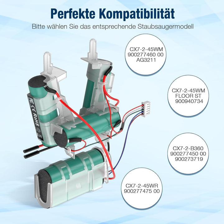 Molisau Ersatzakku für AEG Li-ion CX7-2-45WM 900277460 00 AG3211 CX7-2-45WM Floor ST 900940734 CX7-2