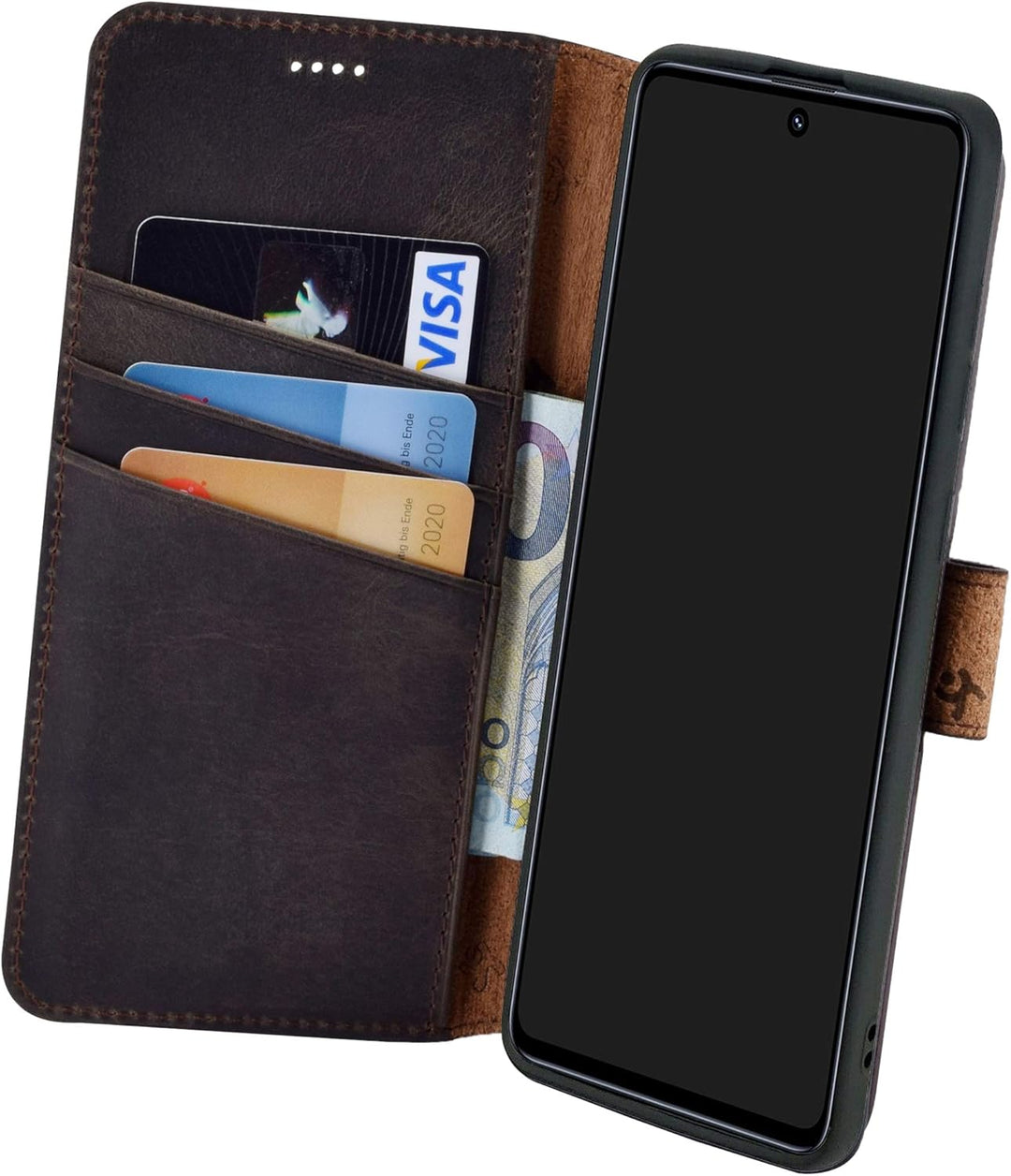 Suncase Book-Style Hülle kompatibel mit Xiaomi Poco X3 NFC Leder Tasche (Slim-Fit) Lederhülle Handyt
