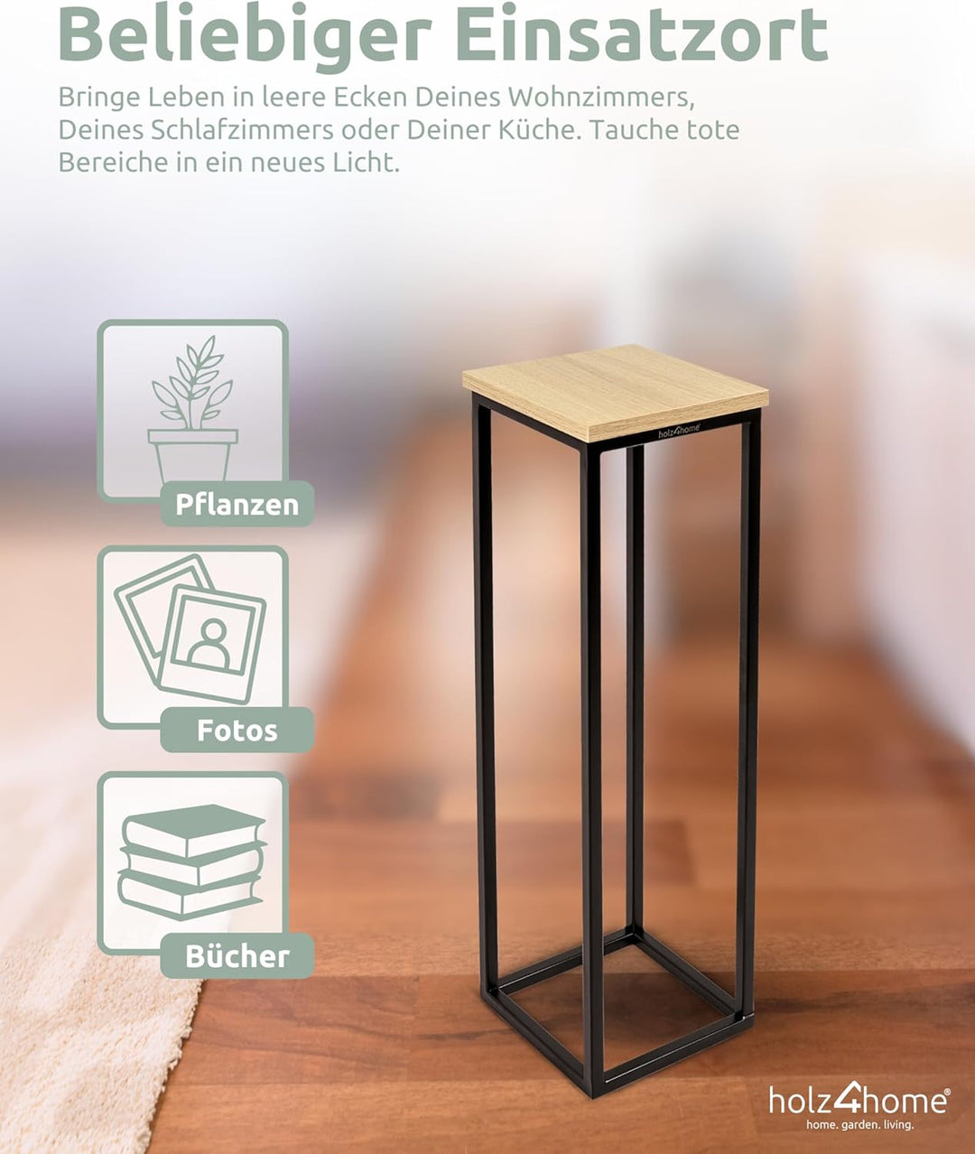 holz4home® Dekoständer aus MDF Eichenholz I Blumenständer Sonoma Eiche I Höhe: 70 cm I Dekosäule mit