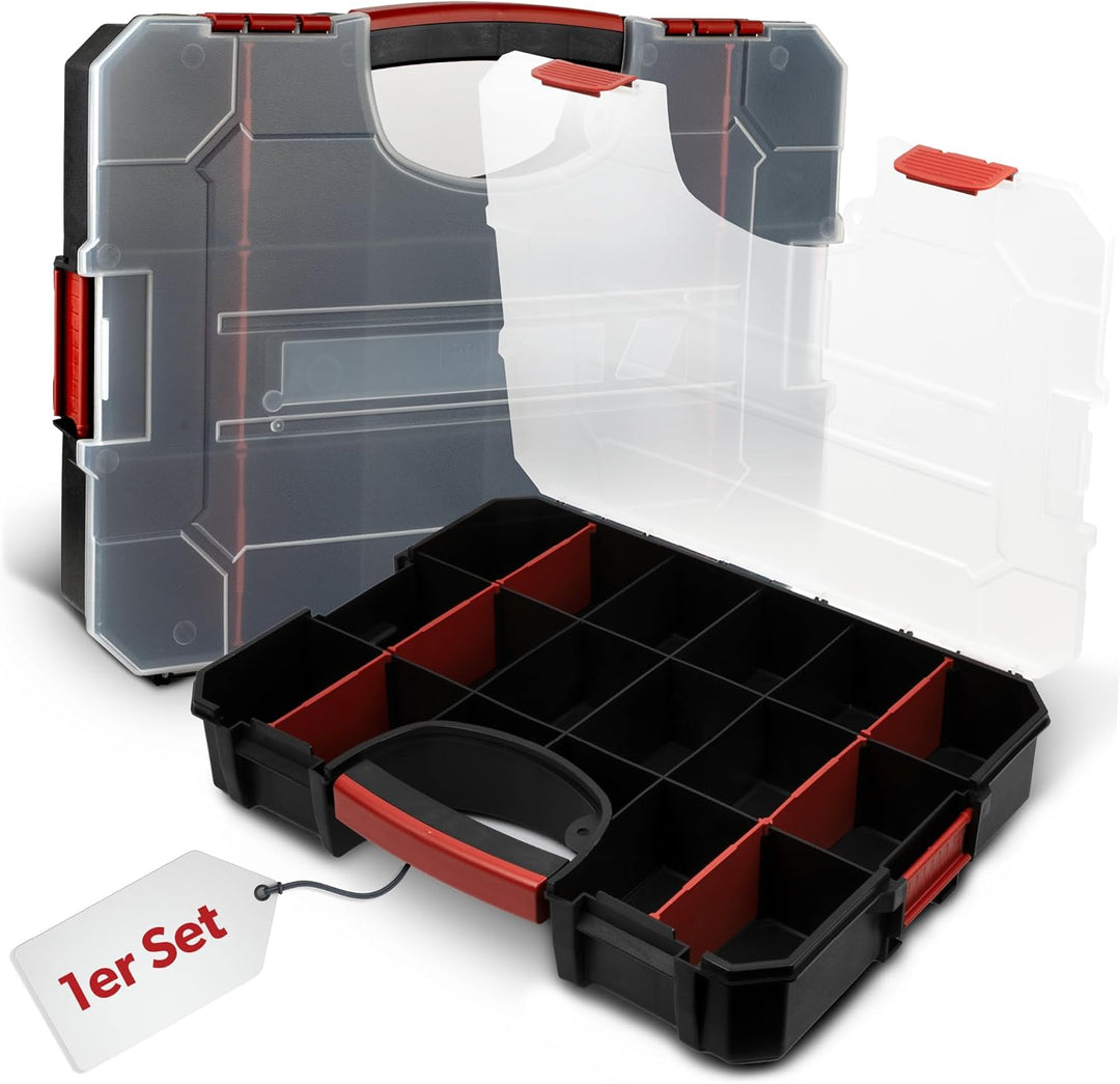 1 x siwitec Sortimentskasten, 16 Fächer und 6 anpassbare Trennstege, Sortimentsbox für Kleinteile, s