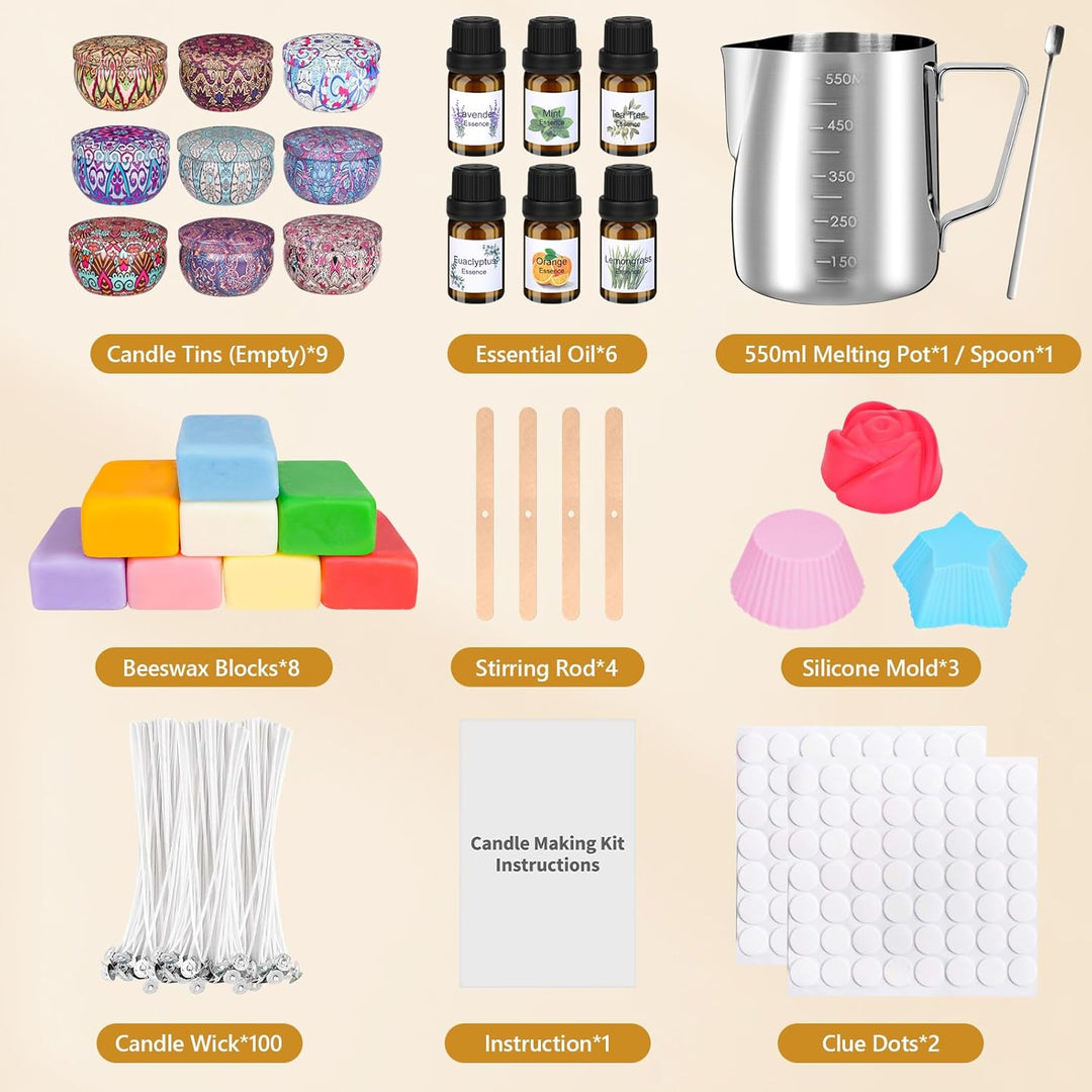 Kerzen Selber Machen Set,DIY Kerzenherstellung Kit,Duftkerzen Geschenkset,Kerzen Giessen Set mit 500