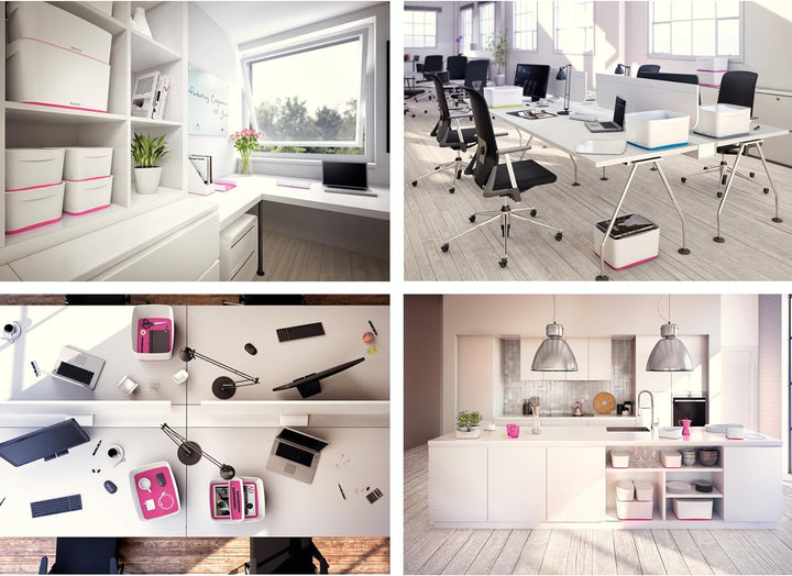 Leitz MyBox, Aufbewahrungsbox mit Deckel, Gross, Blickdicht, Weiss/Pink Metallic, Kunststoff, 521610