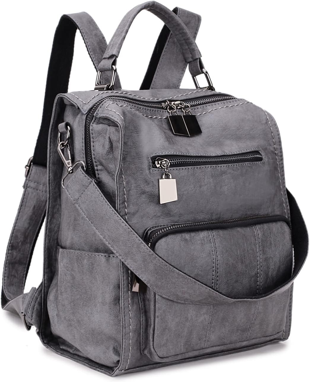 RAVUO Damen Rucksäcke,PU-Leder Rucksack Frauen Mädchen Mode Backpack Rucksack 3 Wege Reisetasche Sch