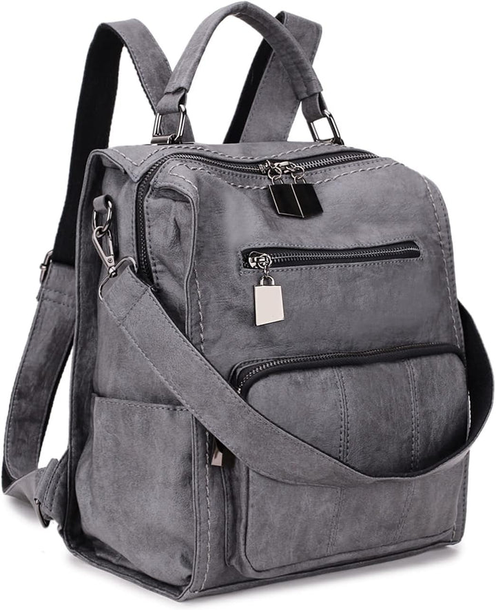 RAVUO Damen Rucksäcke,PU-Leder Rucksack Frauen Mädchen Mode Backpack Rucksack 3 Wege Reisetasche Sch