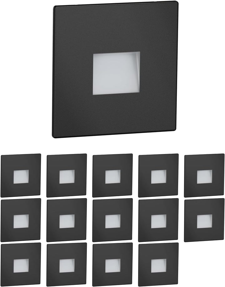 ledscom.de LED Treppenlicht/Wand-Leuchte FOW für innen und aussen, Downlight, eckig, schwarz, 85 x 8