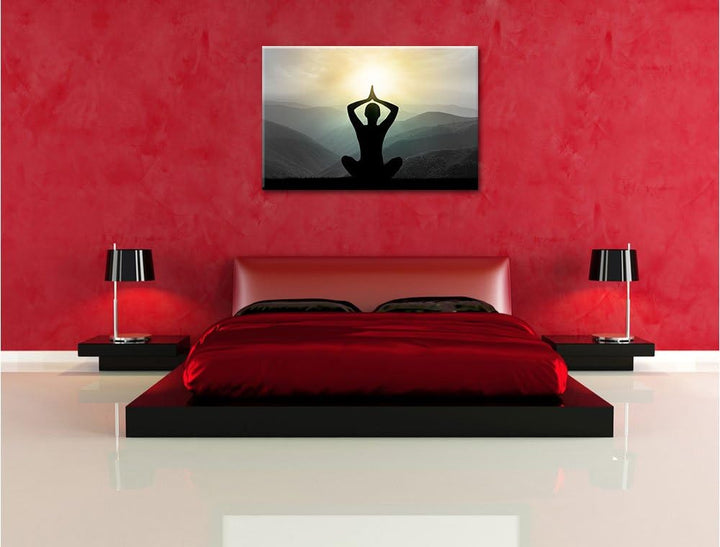 Pixxprint Yoga und Meditation als Leinwandbild/Grösse: 100x70 cm/Wandbild/Kunstdruck/fertig bespannt