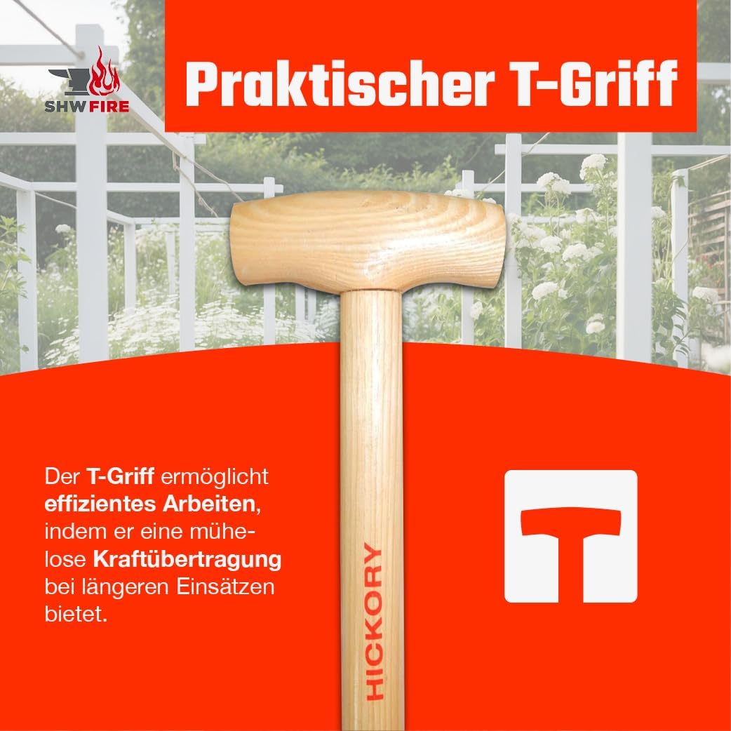 SHW-FIRE Baumschulspaten - Robuster Spaten für Harte und steinige Böden - 85cm mit Hickory T-Griff