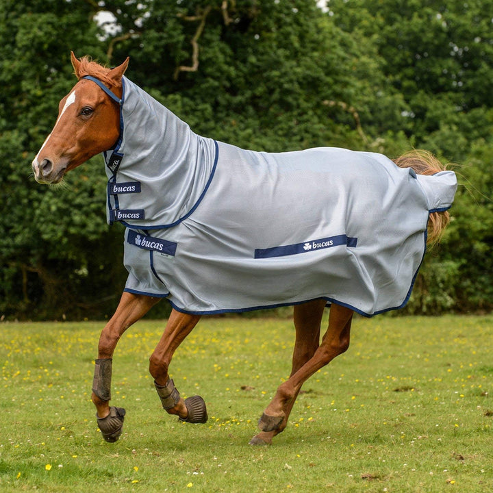 Bucas Buzz-off, Full Neck, Fliegendecke, Silber/Blau, Rückenlänge 125 cm, 125