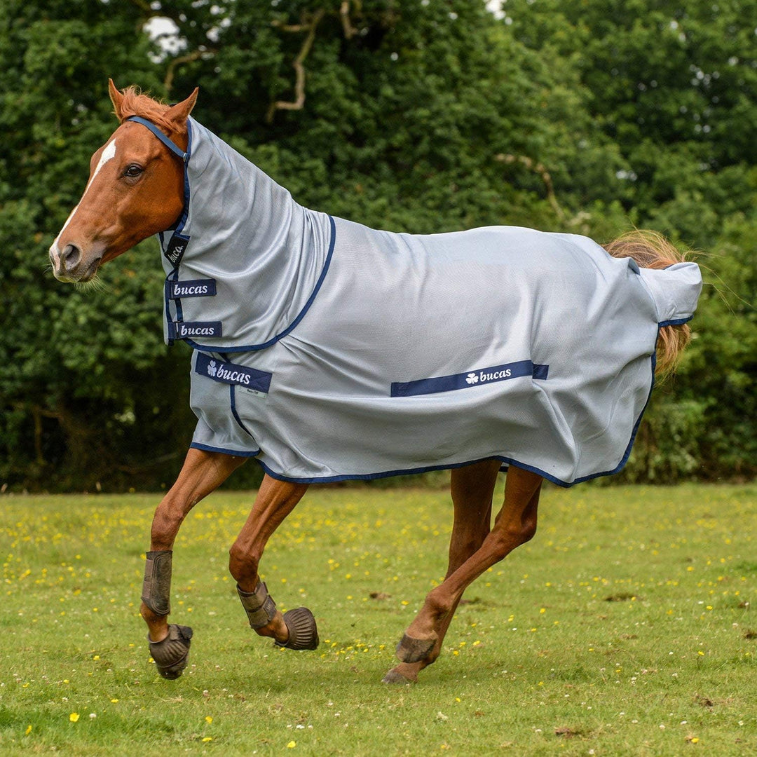 Bucas Buzz-off, Full Neck, Fliegendecke, Silber/Blau, Rückenlänge 125 cm, 125