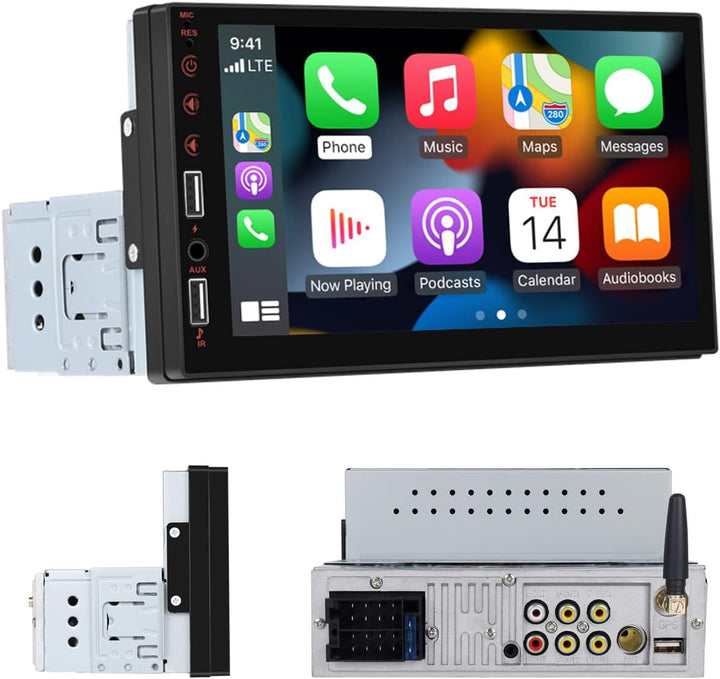 Hikity Autoradio 1 Din Wireless Carplay Android Auto mit Bildschirm 7 Zoll Touch Display Auto Radio