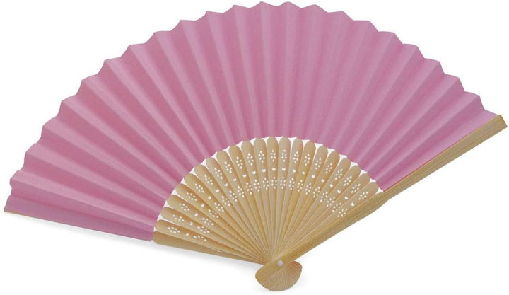 Handfächer aus weissem Papier und Bambus für Hochzeiten (Rosa, 50 Handfächer) Rosa 50 Handfächer, Ro