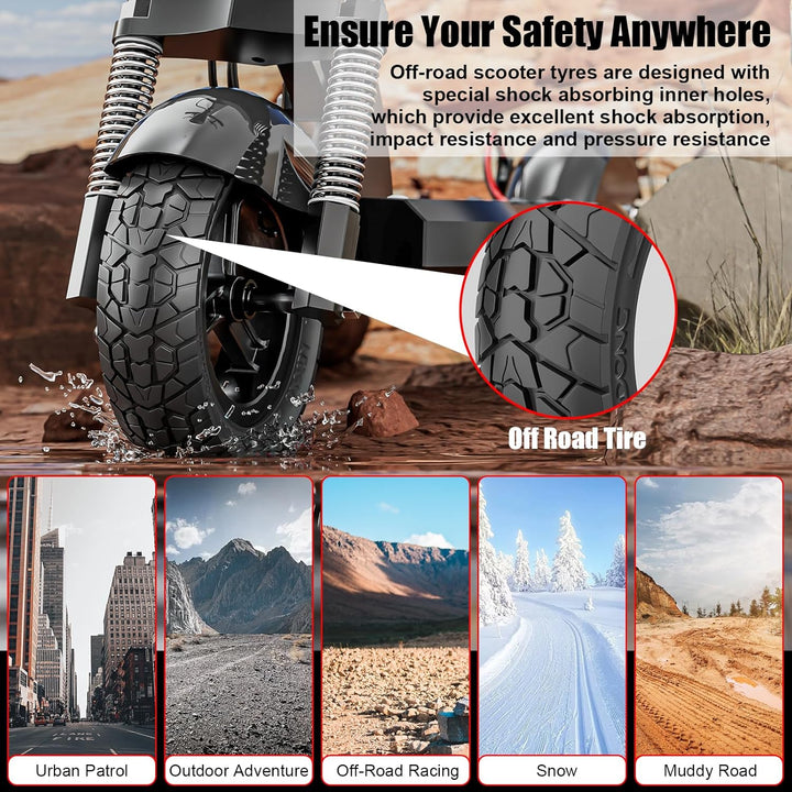 OUXI 10x2.5 Off Road Reifen für Ninebot F20/F40/G30/mi4 ULTRA/mi4,10 Zoll Vollgummireifen 60/70-6.5