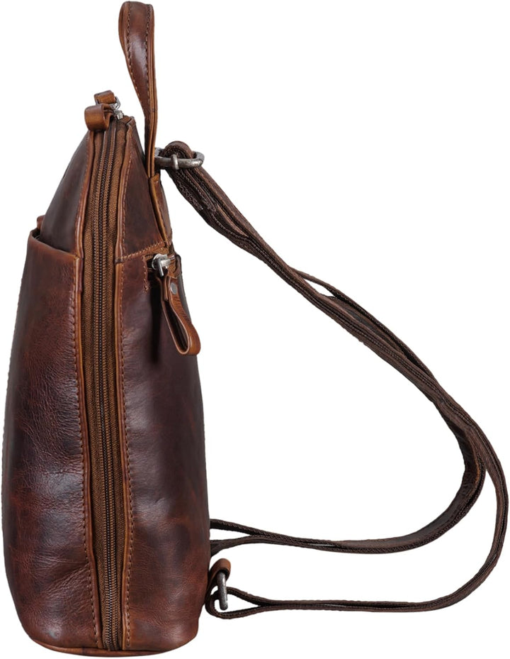 STILORD 'Olivia' City Rucksack Damen Leder Daypack kleiner Lederrucksack Rucksackhandtasche zum Ausg