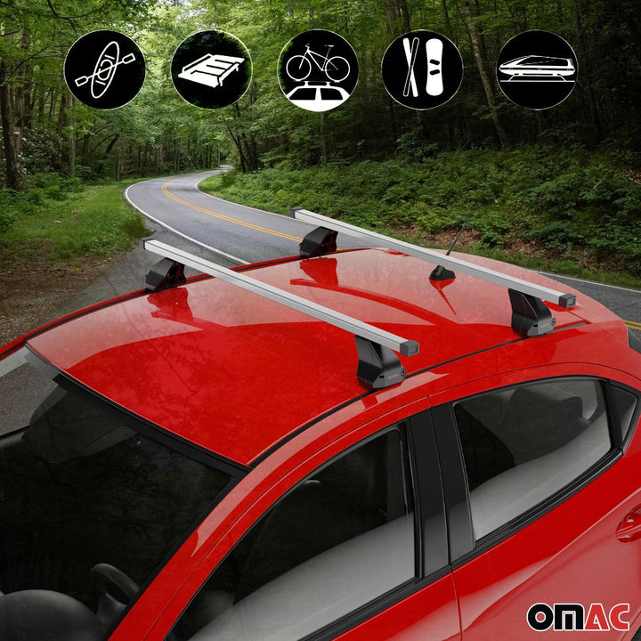 Menabo Dachträger kompatibel mit Mercedes C-Klasse W206 2021-2023 Gepackträger Silber 2X TÜV, Silber