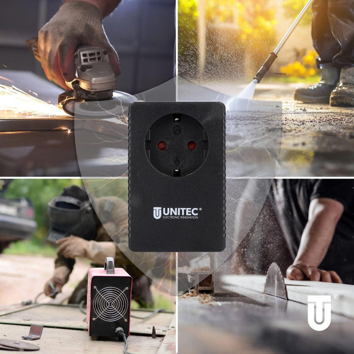 UNITEC Anlaufstrombegrenzer und Einschaltstrombegrenzer (230V ~/ 16A, Zwischenstecker, Strombegrenze