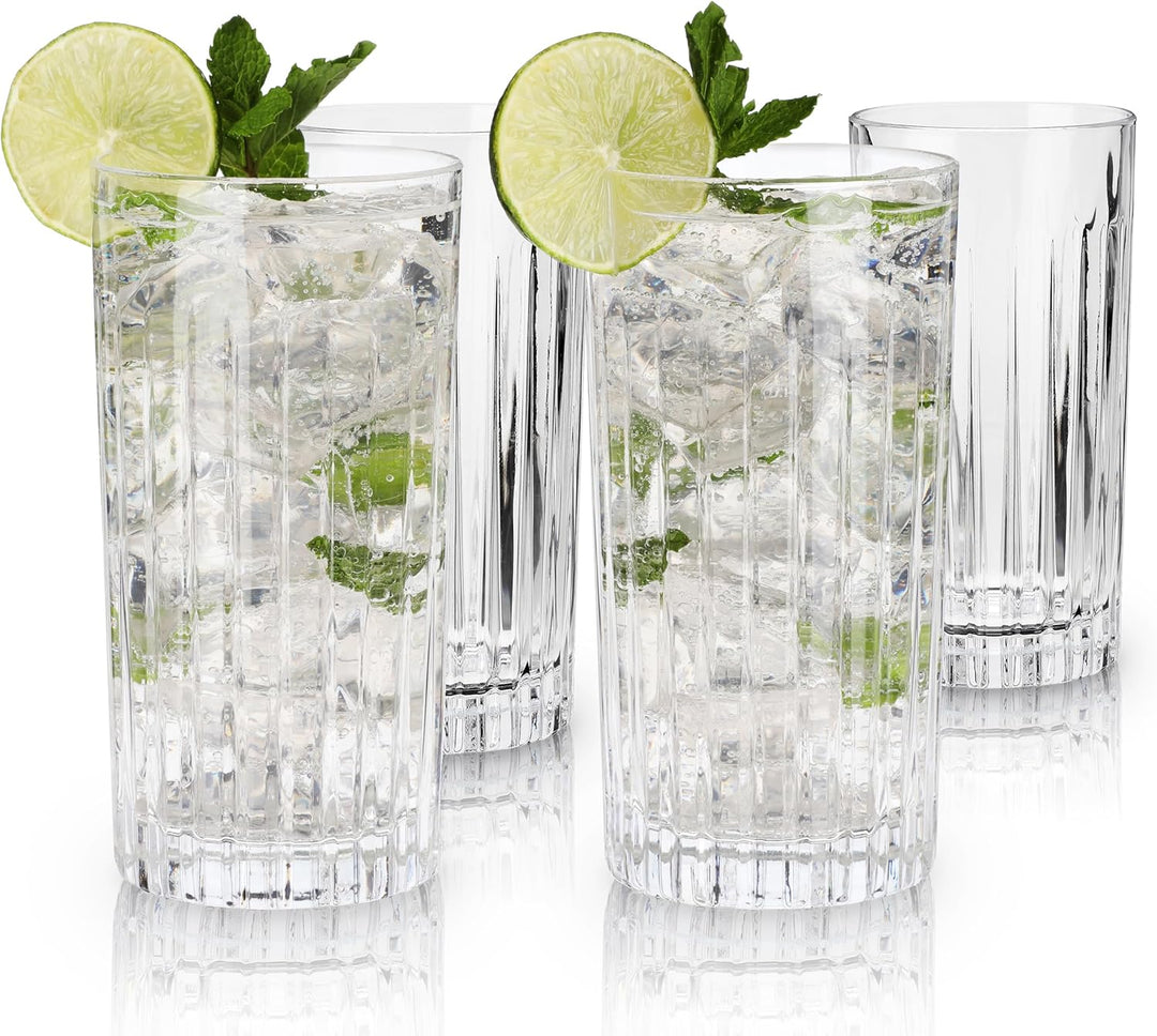 Viski Reserve European Highball-Tumbler, 4 Cocktailgläser aus bleifreiem Kristallglas, Glaswaren Mad