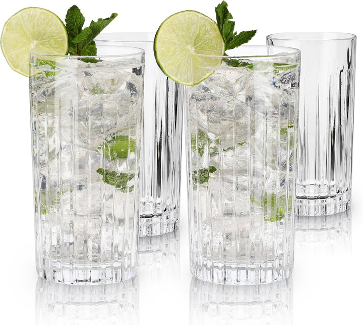 Viski Reserve European Highball-Tumbler, 4 Cocktailgläser aus bleifreiem Kristallglas, Glaswaren Mad