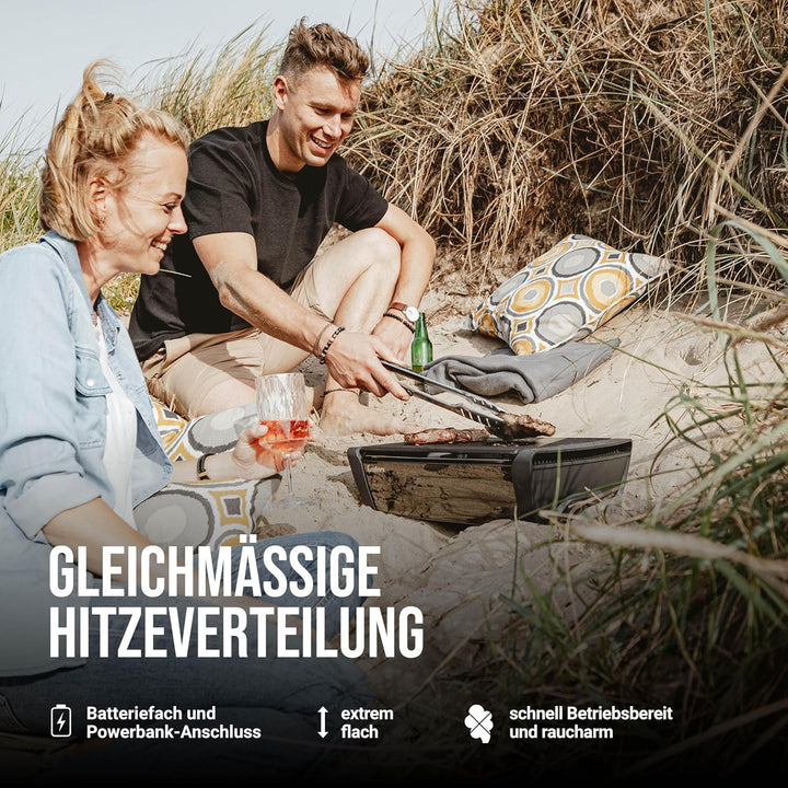 Enders Aurora Mirror raucharmer Tischgrill, mit Guss-Rost, Holzkohle-Grill, kleiner Grill, Balkon-Gr