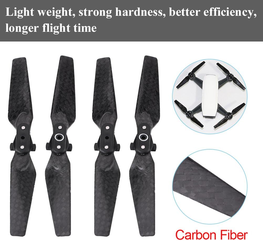 Dilwe Propeller für DJI Spark, 100% Kohlefaser - 2X CW & 2X CCW - Schnellspanner - Faltbare - Widers