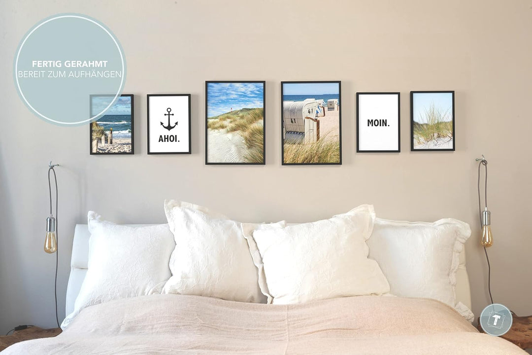 Papierschmiede® Mood Poster Set Moin, Gerahmte Bilder (Rahmen: Material und Farbe wählbar), Wohnzimm
