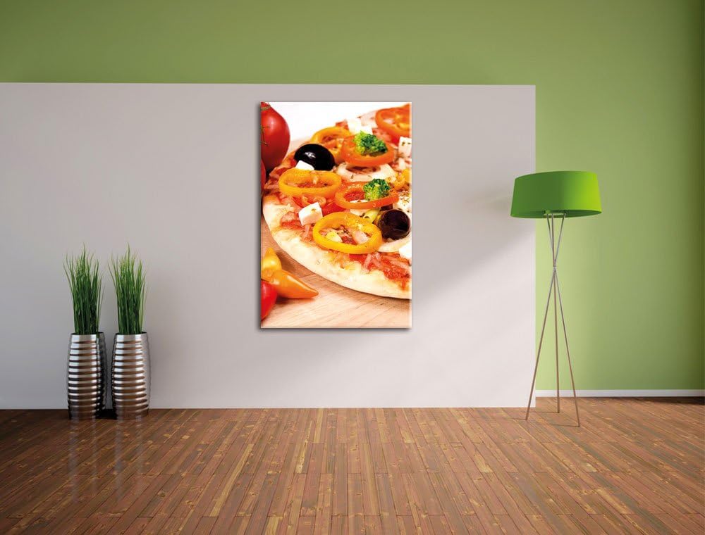 Pizza aus Italien, Format: 100x70 auf Leinwand, XXL riesige Bilder fertig gerahmt mit Keilrahmen, Ku