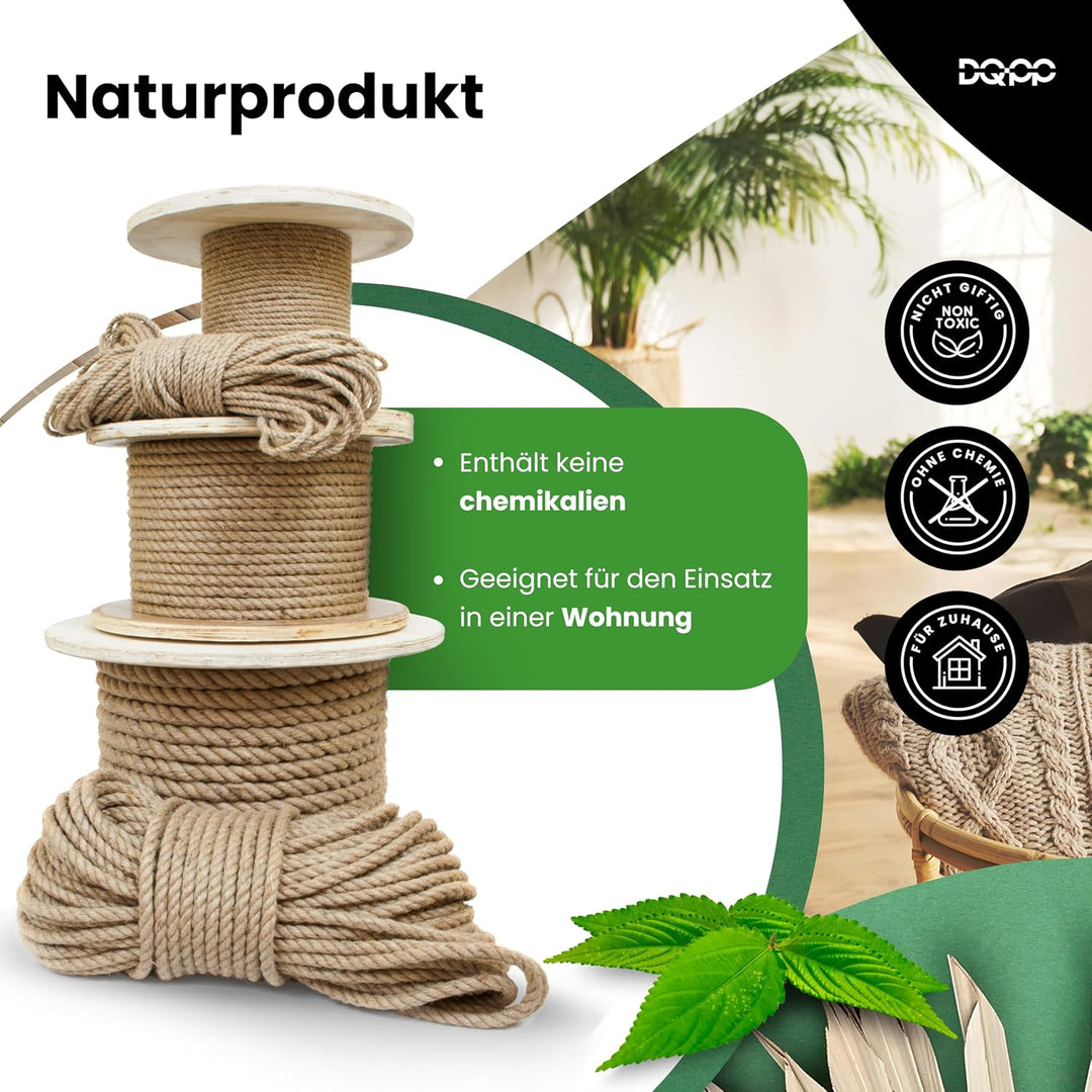 DQ-PP JUTESEIL | 10m | 30mm stark | Kordel Natur Braun Naturfasern | Jutekordel| Deko Seil | Dekokor