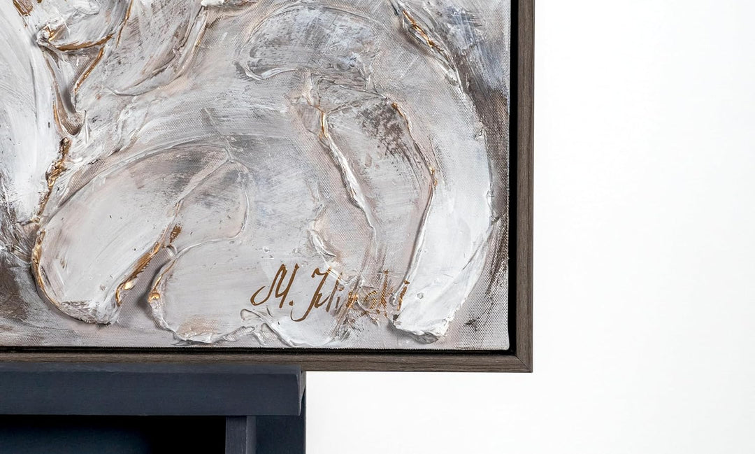 YS-Art XXL Abstrakt Acryl Gemälde auf Leinwand mit Rahmen Kostbarkeit handgemalte Wandbilder Wohnzim