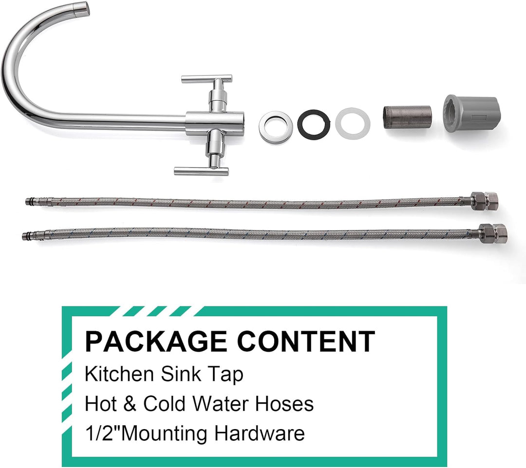 Cobbe Küchenarmatur, Küchenarmatur, Doppelhebel, 360° schwenkbarer Auslauf, Küchenarmaturen, Mischba