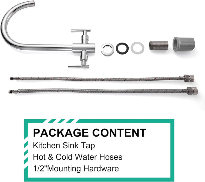 Cobbe Küchenarmatur, Küchenarmatur, Doppelhebel, 360° schwenkbarer Auslauf, Küchenarmaturen, Mischba