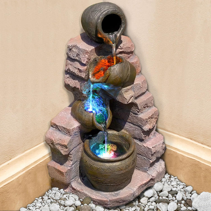 Zimmerbrunnen Gartenbrunnen Brunnen Zierbrunnen Brunnen Springbrunnen Vogelbad mit RGB Licht 230V To