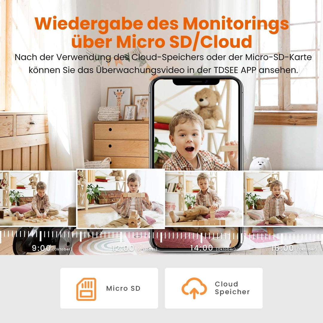 Tenda Überwachungskamera Innen CP3 V2.2, 360 Grad WLAN IP Kamera, 2-Wege-Audio, 1080P, Nachtsicht, T