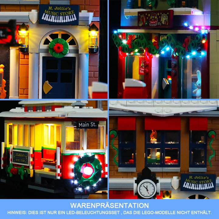 LocoLee Led Licht Set Kompatibel mit LEGO Weihnachtlich Geschmückte Hauptstrasse, Led Beleuchtungs S