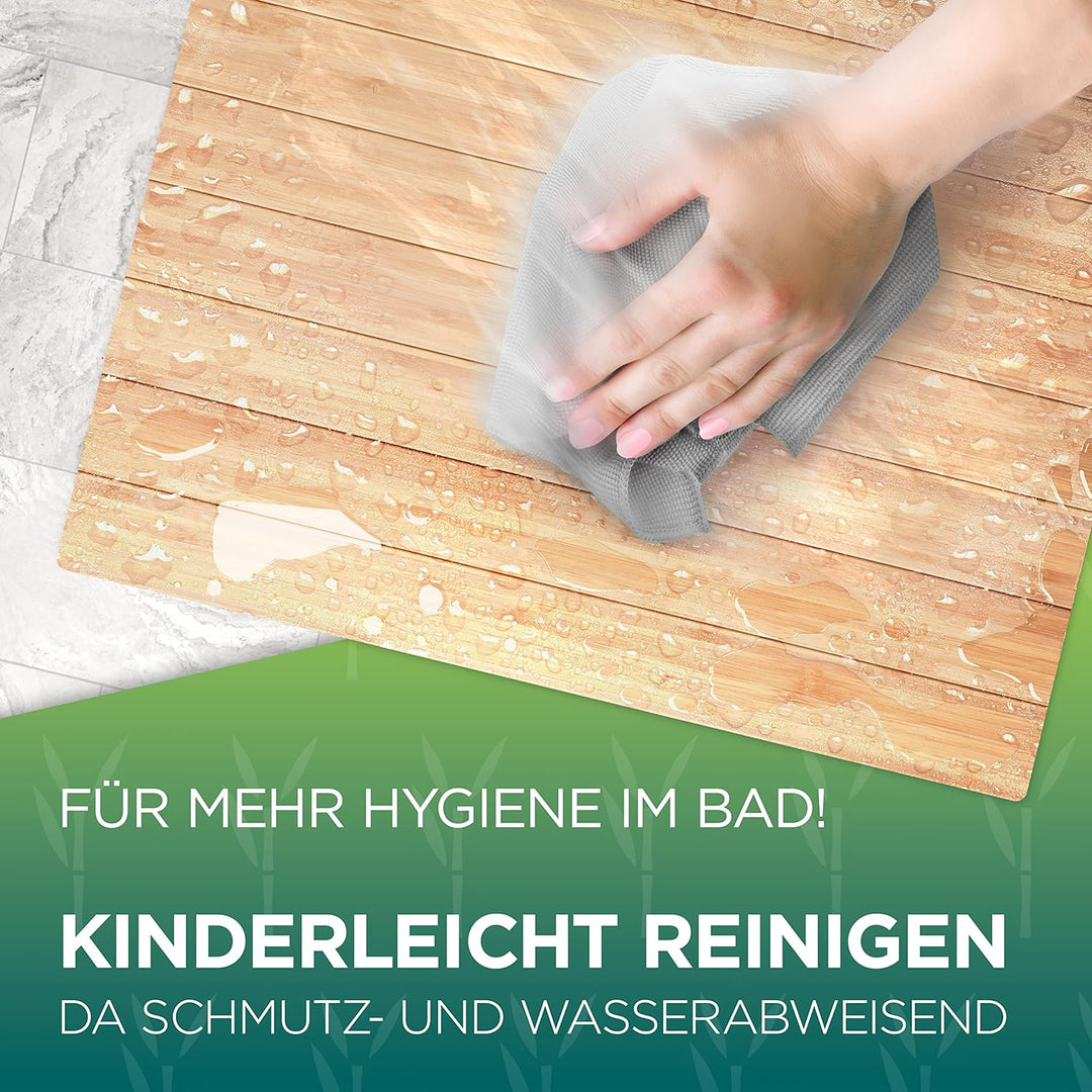 Green'n'Modern Toilettenmatte Bambus I Klomatte 50 x 50 cm WC Vorleger aus Holz I WC Matte Bambusbad