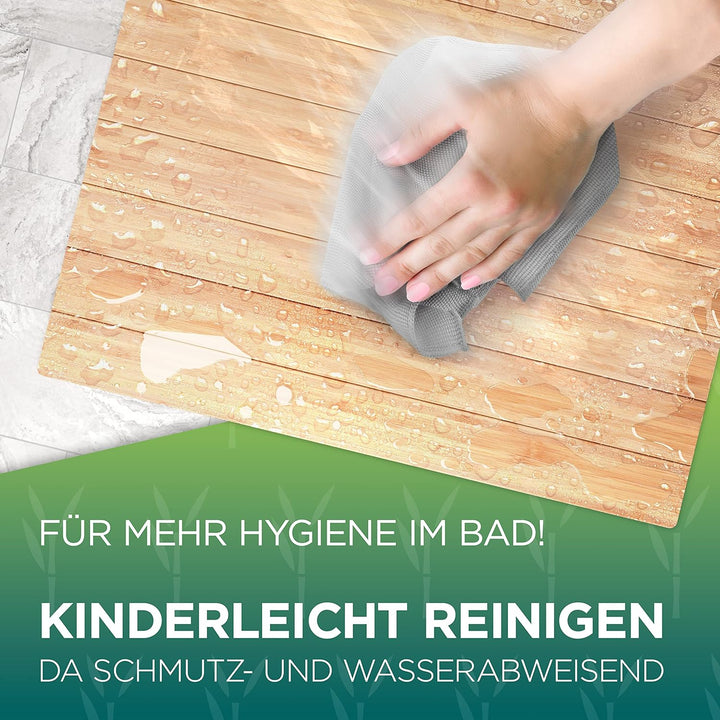 Green'n'Modern Toilettenmatte Bambus I Klomatte 50 x 50 cm WC Vorleger aus Holz I WC Matte Bambusbad
