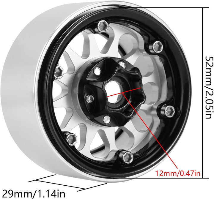 INJORA 1.9 Beadlock Felge Negativ Offset 10,4mm CNC Aluminium Rad für TRX4 SCX10 Gen8 VS4-10 1/10 RC