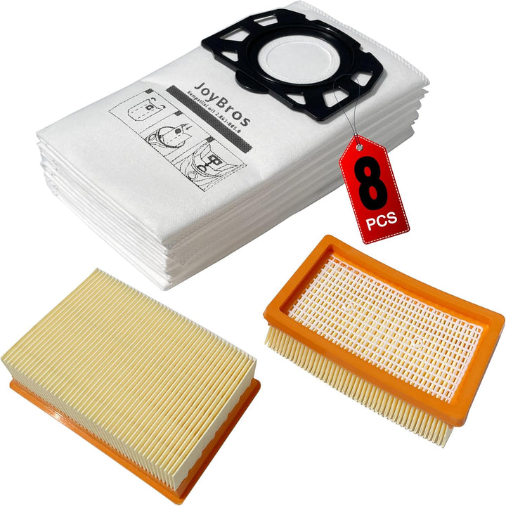 JoyBros 8 Staubsaugerbeutel 2 Filter für Kärcher wd4 wd5 wd6 p wd5p wd6p Premium 2.863-006.0 KFI 487