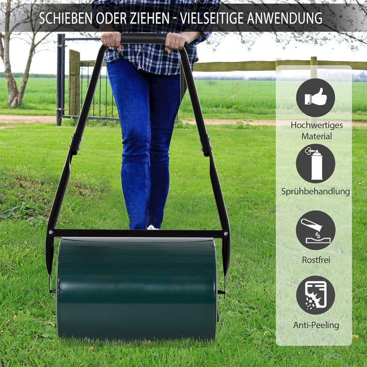 Outsunny Rasenwalze Gartenrolle Gartenwalze mit U-Griff 31 cm Durchmesser 30 cm Arbeitsbreit 40 L Wa