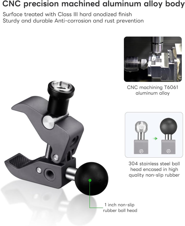 FANAUE CC-04F Schutz vor Diebstahl Lenkerklemmbasis mit 1" Ball Adapter für Durchmesser 13-52mm Moto