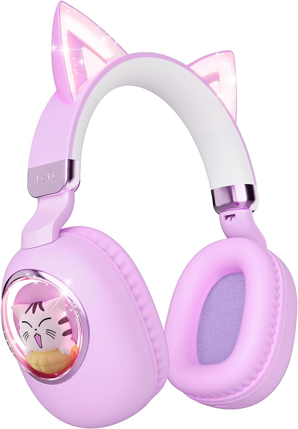 sunvito Bluetooth Kinder Kopfhörer mit Katzenohren & LED-Licht – Faltbare Over-Ear Kopfhörer, 85dB L