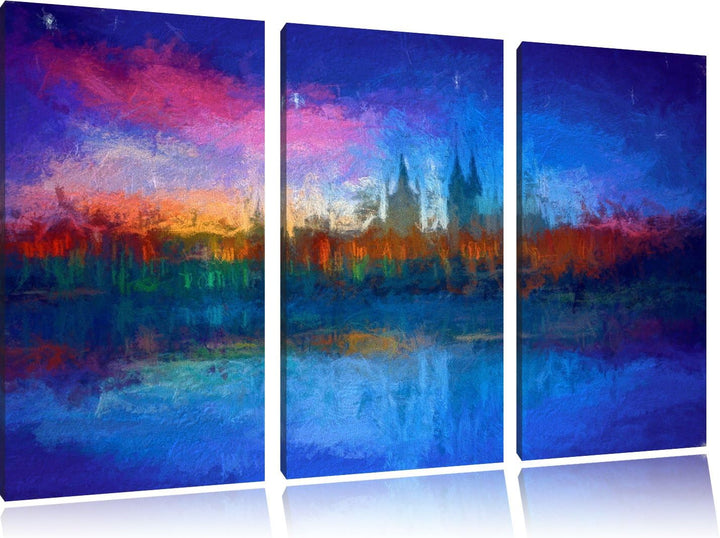Polarlichter über der Skyline von Köln Spezial 3-Teiler Leinwandbild 120x80 Bild auf Leinwand, XXL r