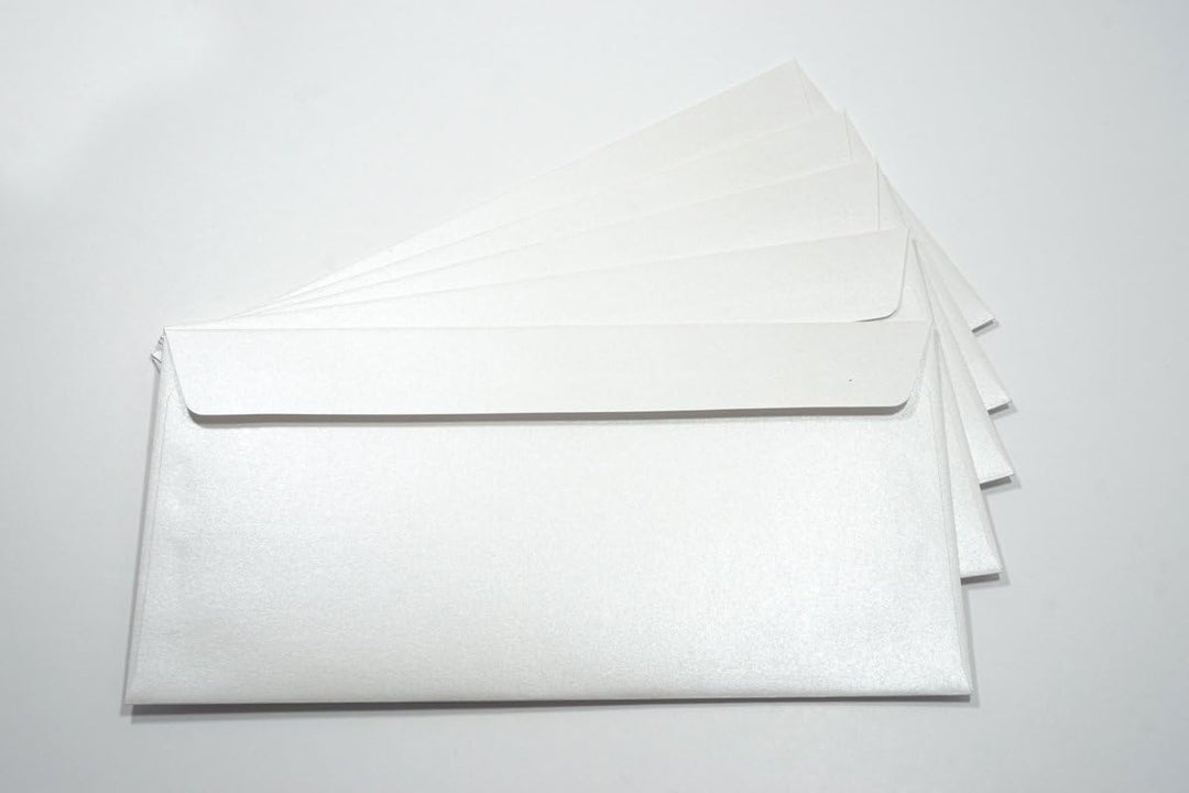 Netuno 100 Briefumschläge Perlmutt-Weiss 110x 220 mm 120g Majestic Marble White Papier Umschläge Per