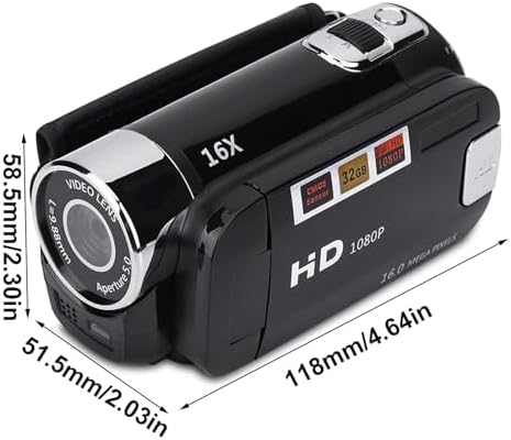 Goshyda Digitaler Camcorder, tragbar 2,7 Zoll 270 ° Drehung 16-fache Digitalzoom-Video-DV-Kamera für