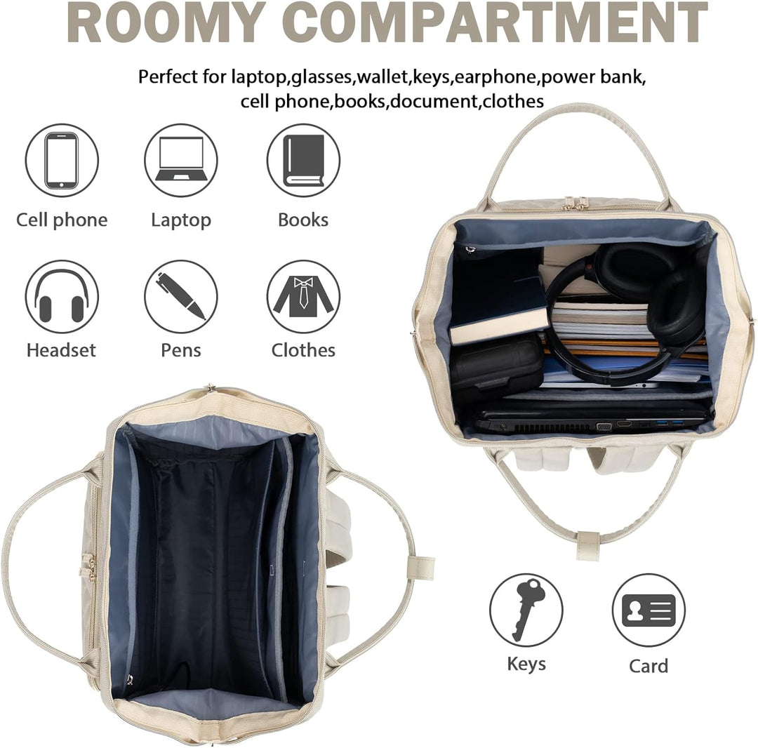 EMPSIGN Rucksack Damen Laptop Rucksack, Beige