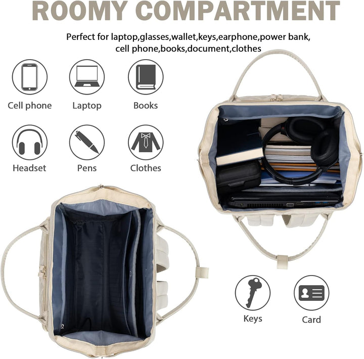 EMPSIGN Rucksack Damen Laptop Rucksack, Beige