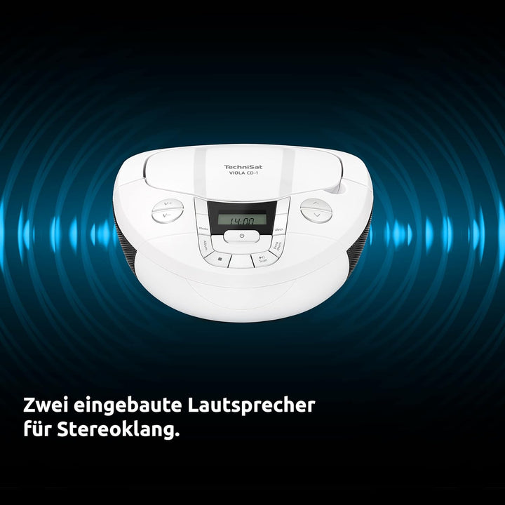 TechniSat Viola CD-1 - tragbarer Stereo CD-Player, Boombox mit praktischem Tragegriff (Radio für Kin